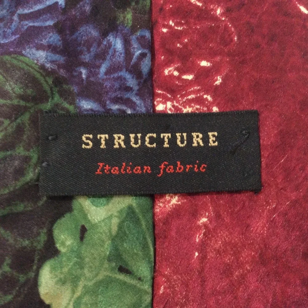 STRUCTURE Mens Necktie Tie Silk Italian Red Purple Green USA 3.75 in width